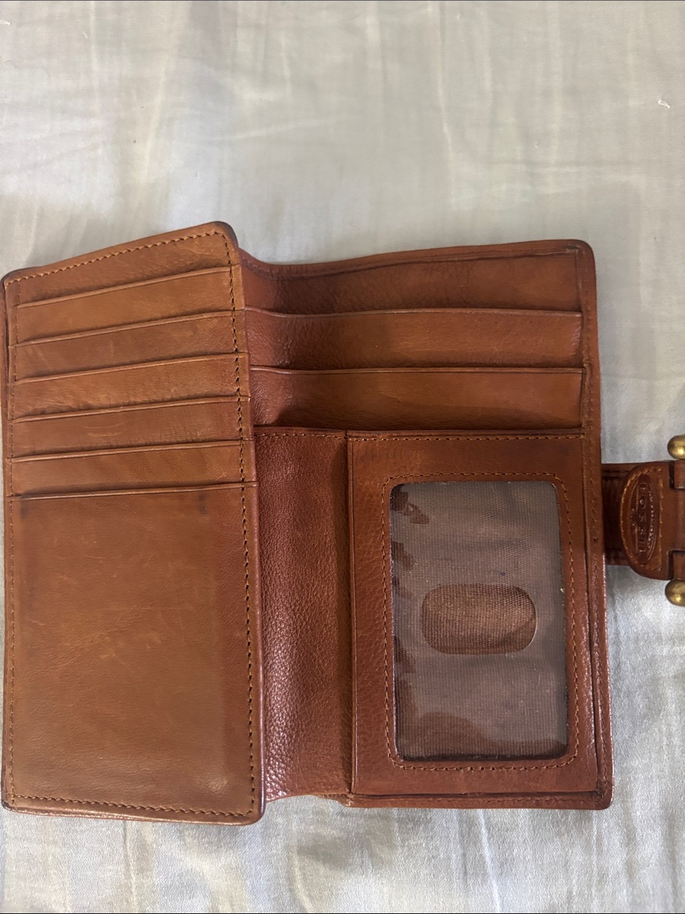 Fossil Cognac Leather Snap Wallet - Picture 4 of 6